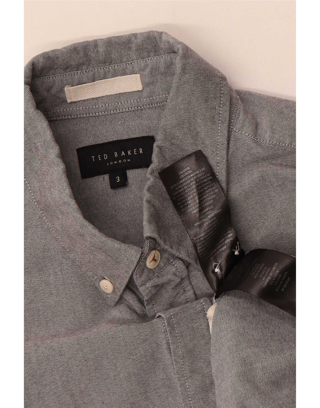 Camicia da uomo Ted Baker taglia 3 cotone blu medio
