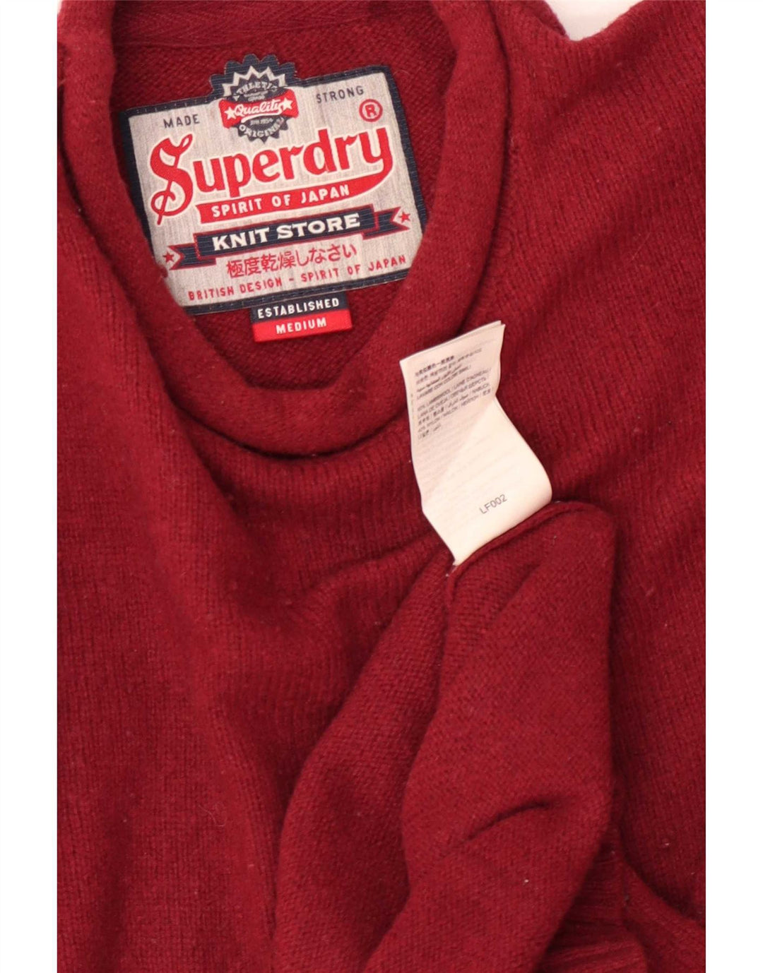 Maglione da uomo girocollo Superdry in lana d'agnello rosso medio