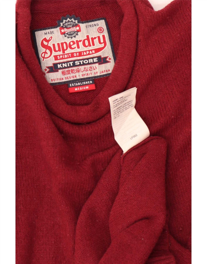 Maglione da uomo girocollo Superdry in lana d'agnello rosso medio