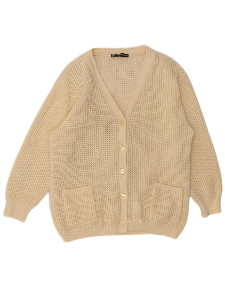 Maglione cardigan da donna VINTAGE IT 48 XL poliacrilico bianco sporco