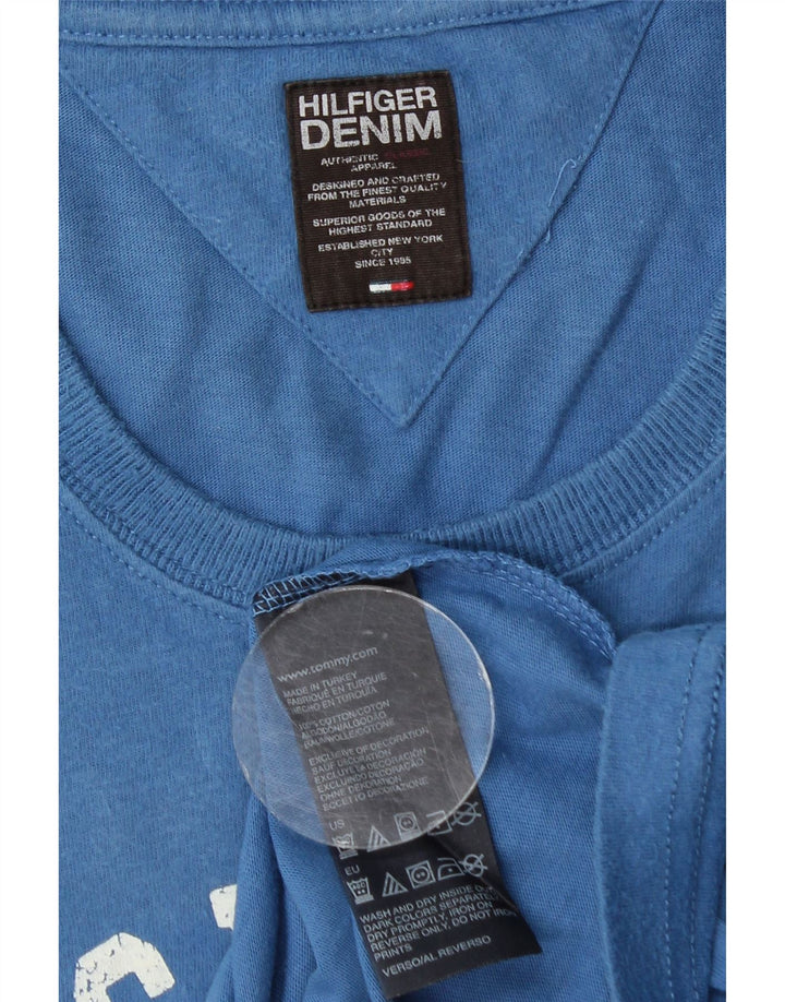 T-shirt grafica da uomo Tommy Hilfiger Top in cotone blu medio