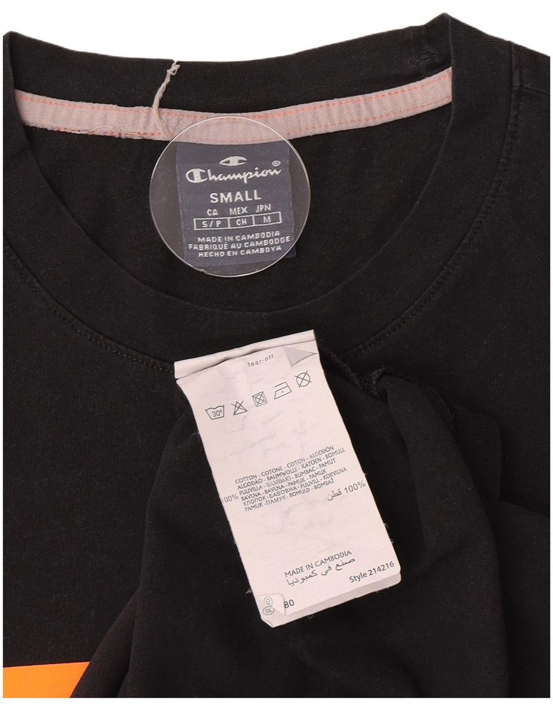 T-shirt da uomo Champion Top Small in cotone color block nero