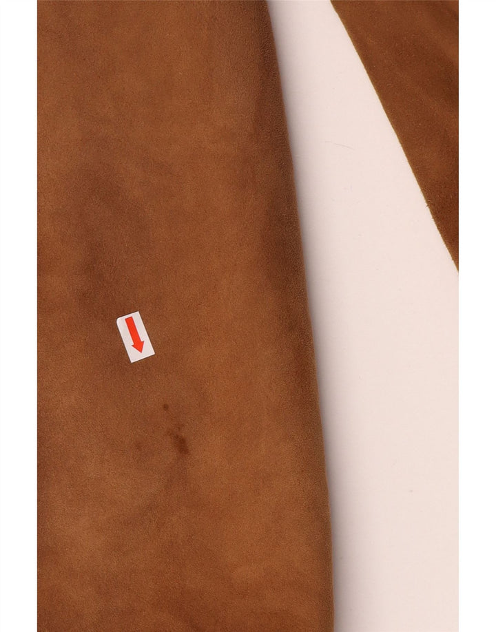 Cappotto doppiopetto in shearling vintage da uomo UK 36 piccolo in pelle marrone