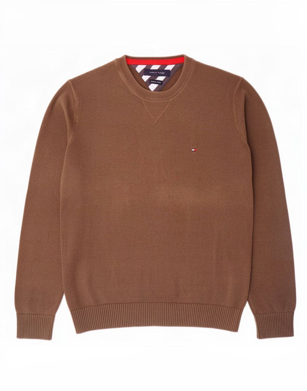 Maglione maglione girocollo da uomo Tommy Hilfiger in cotone marrone medio