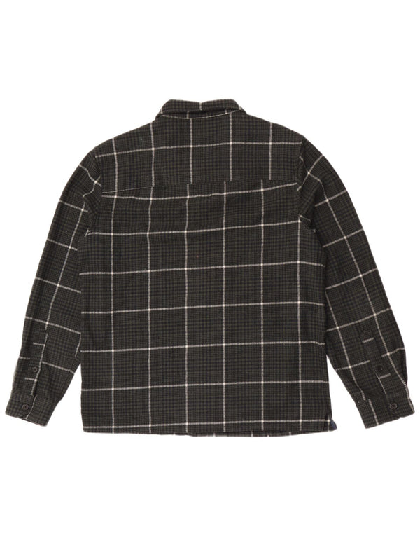 Farah Uomo Overshirt Camicia di flanella Grande lana a quadri kaki