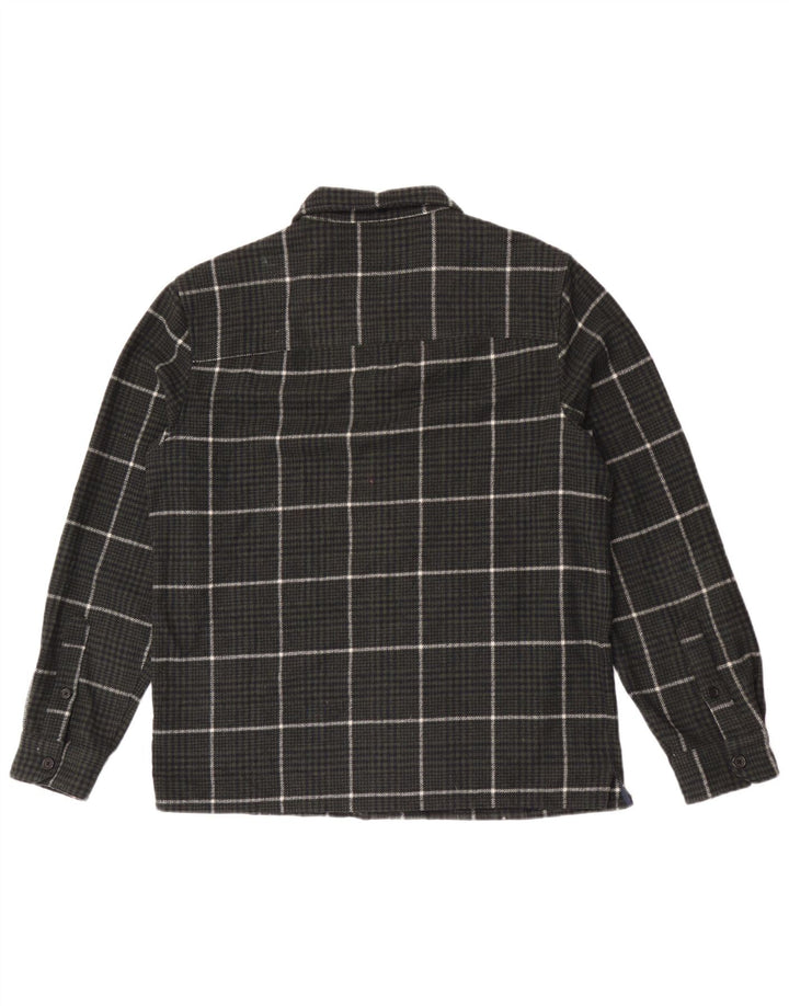 Farah Uomo Overshirt Camicia di flanella Grande lana a quadri kaki