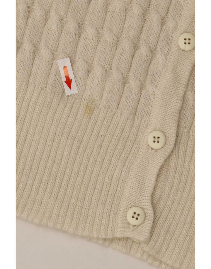 Maglione cardigan da donna vintage UK 10 piccolo bianco