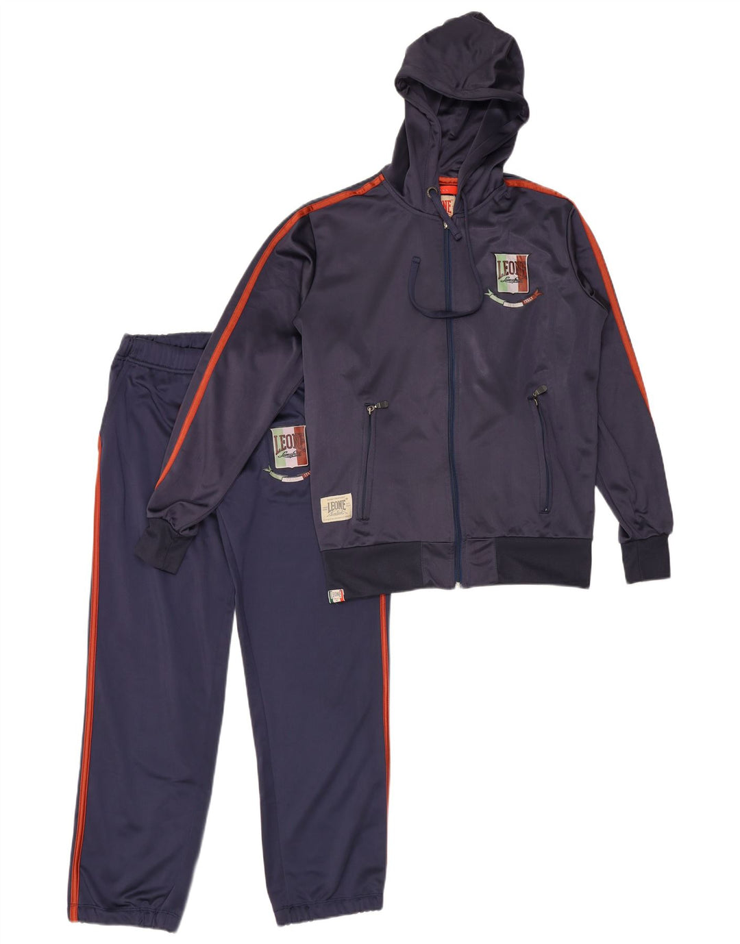 Tuta intera da uomo con cappuccio grafico Leone piccola in poliestere blu navy