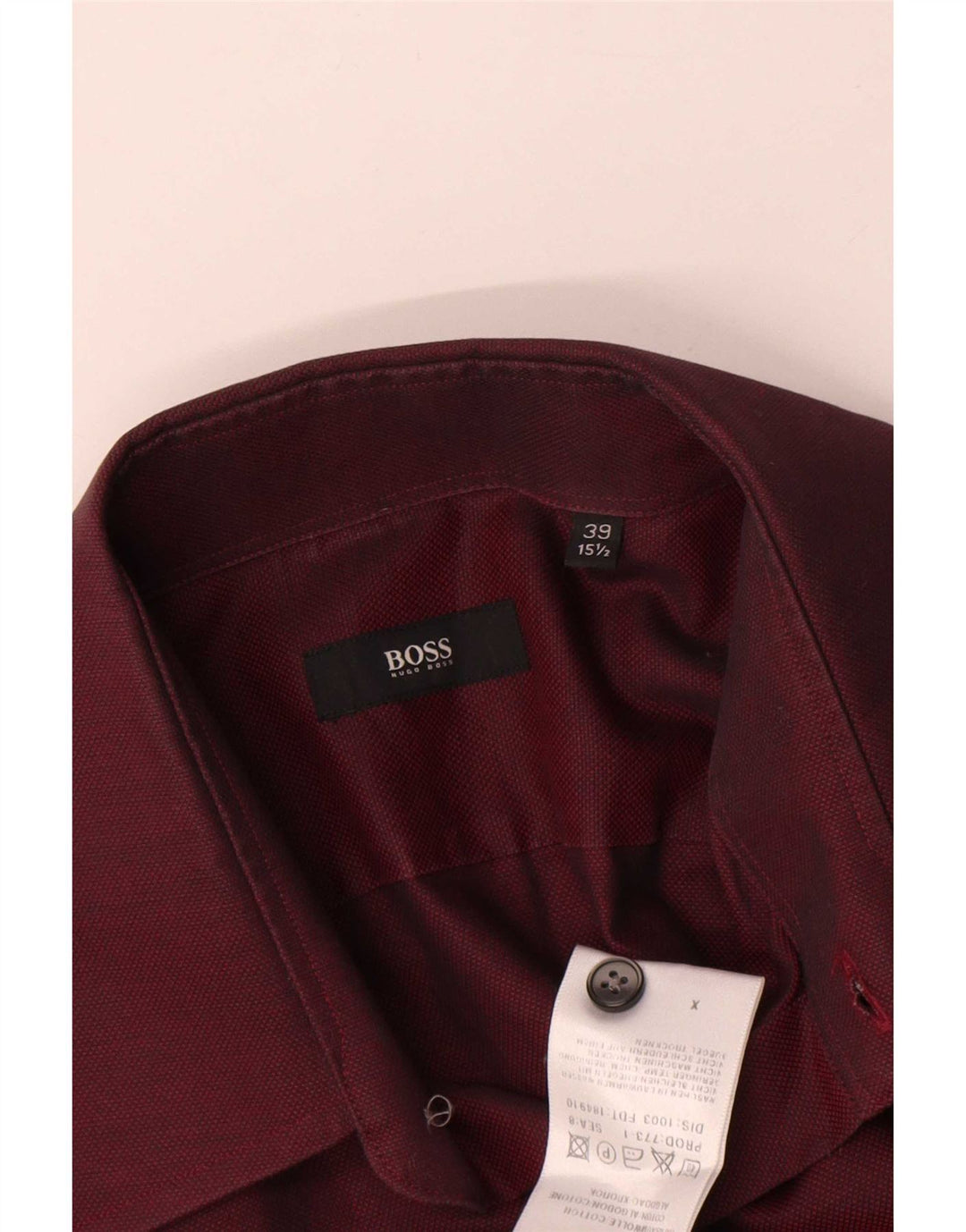 Camicia da uomo Hugo Boss taglia 39 15 1/2 cotone bordeaux medio