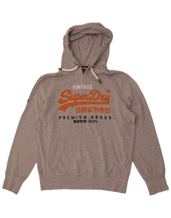 Felpa con cappuccio grafica da donna Superdry UK 20 2XL cotone grigio