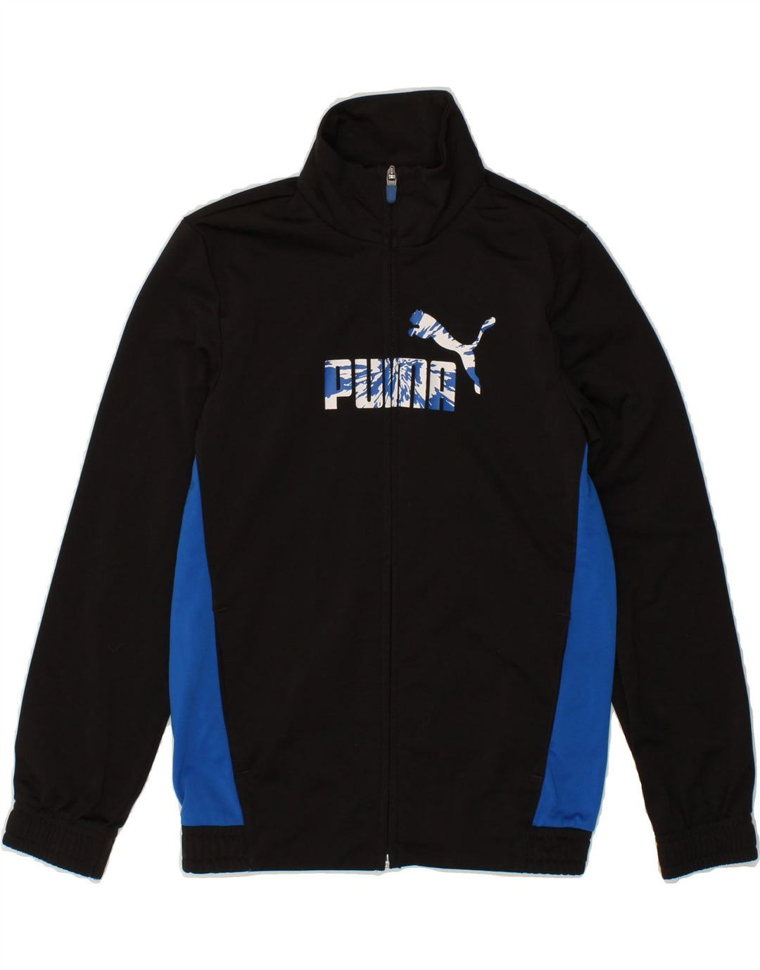 PUMA Boys Graphic Tracksuit Top Jacket 9-10 Years Black Colourblock Vintage Puma and Second-Hand Puma from Messina Hembry 