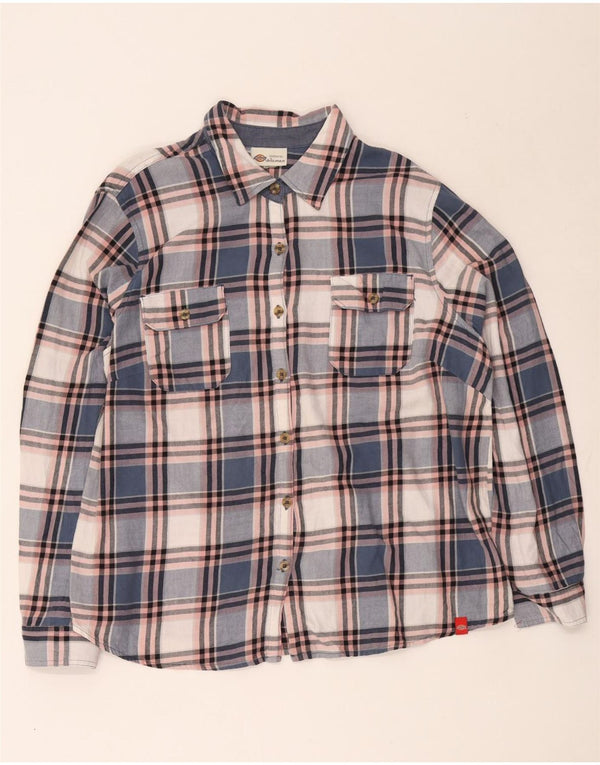 Dickies Camicia in flanella da donna, vestibilità ampia, UK 16, cotone a quadri grandi blu