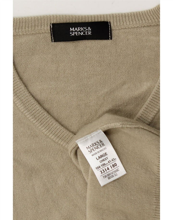 Maglione da uomo con scollo a V Marks & Spencer grande acrilico beige