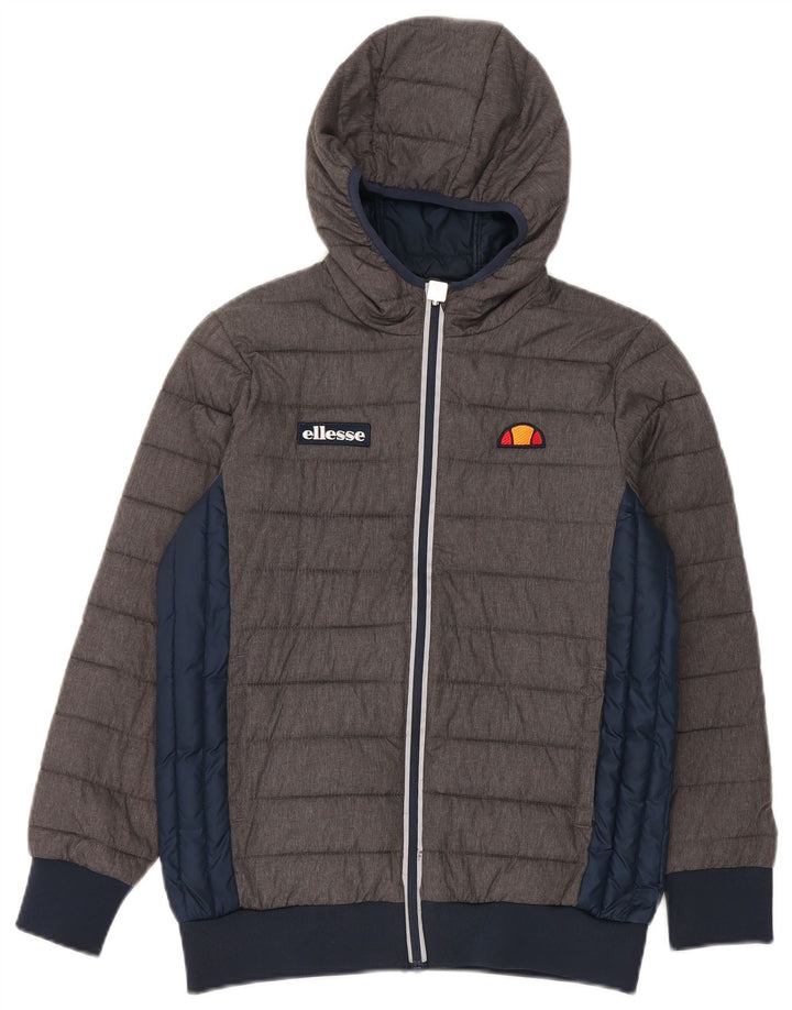 Giacca imbottita con cappuccio Ellesse per ragazzi 12-13 anni in nylon color block grigio