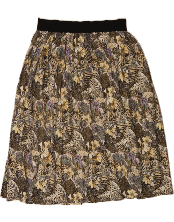 VINTAGE Womens Flared Skirt Large W32  Beige Floral Cotton Vintage Vintage and Second-Hand Vintage from Messina Hembry 