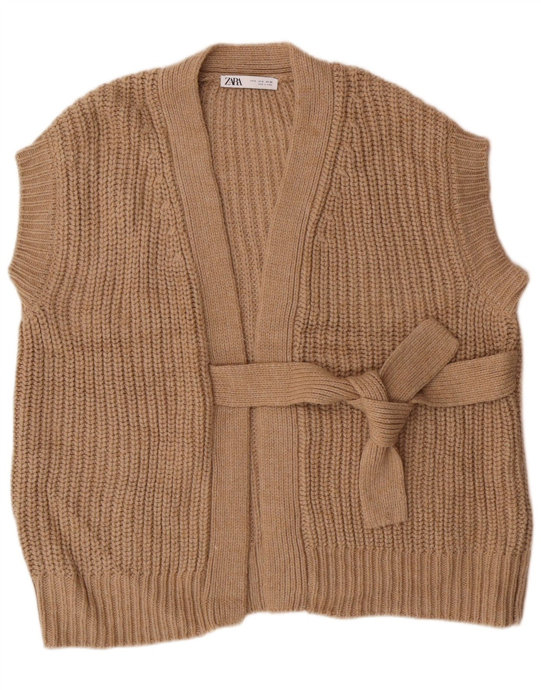 Maglione cardigan senza maniche oversize da donna ZARA UK 10 piccolo marrone