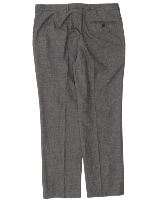 Pantaloni da abito dritti da uomo Marks & Spencer W34 L29 poliestere grigio