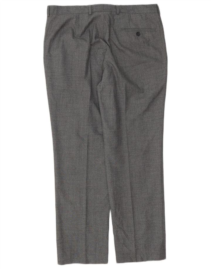 Pantaloni da abito dritti da uomo Marks & Spencer W34 L29 poliestere grigio