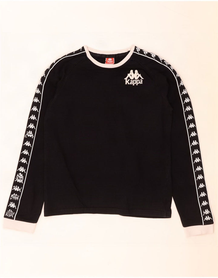 Top grafico da donna Kappa manica lunga UK 10 Small Black Colourblock