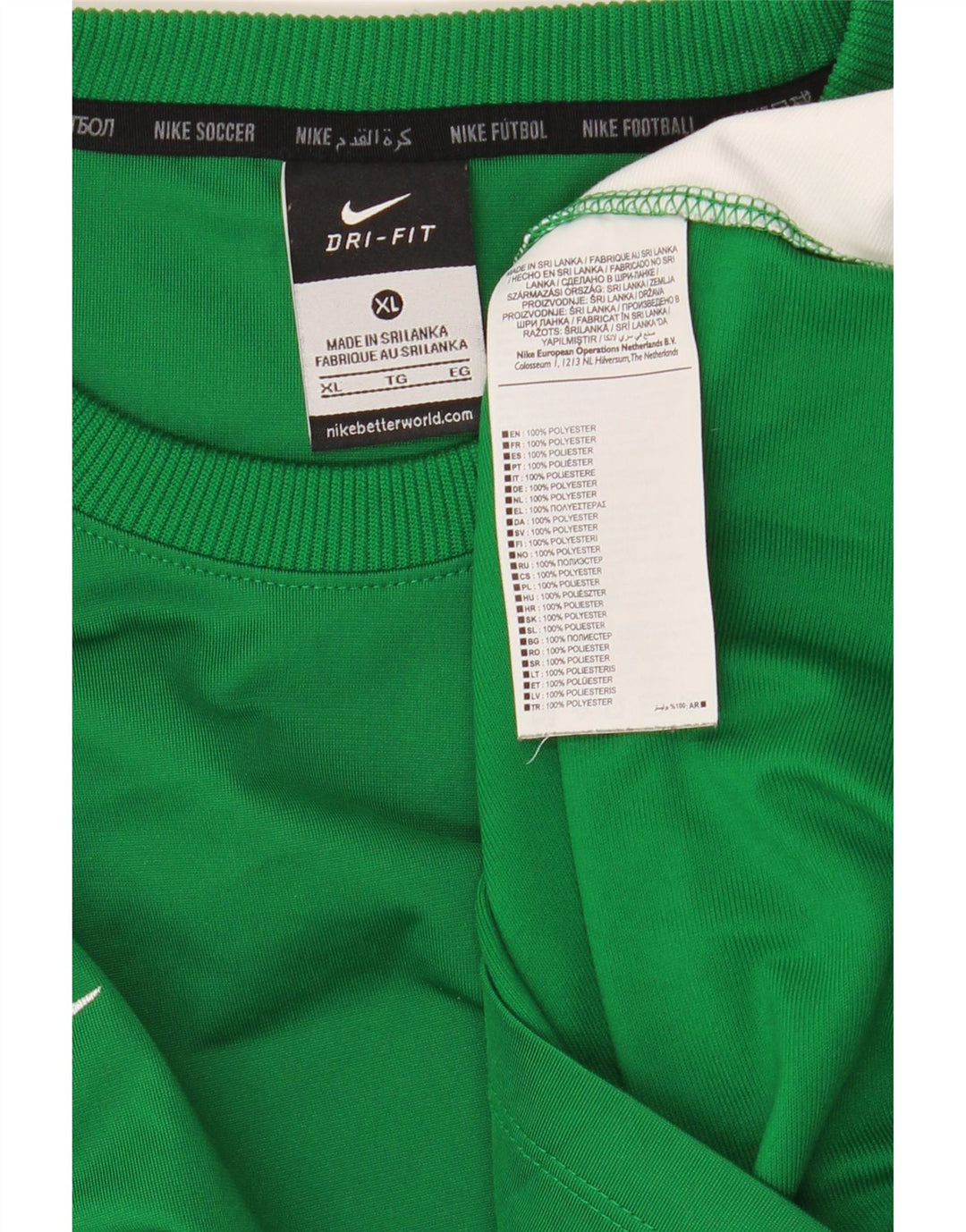 NIKE Top Dri Fit da uomo a maniche lunghe XL verde in poliestere color block