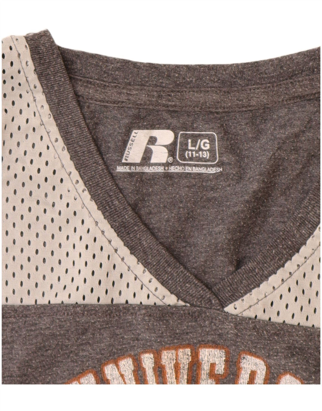 T-shirt grafica per ragazze Russell Athletic Top 11-12 anni Large in poliestere grigio