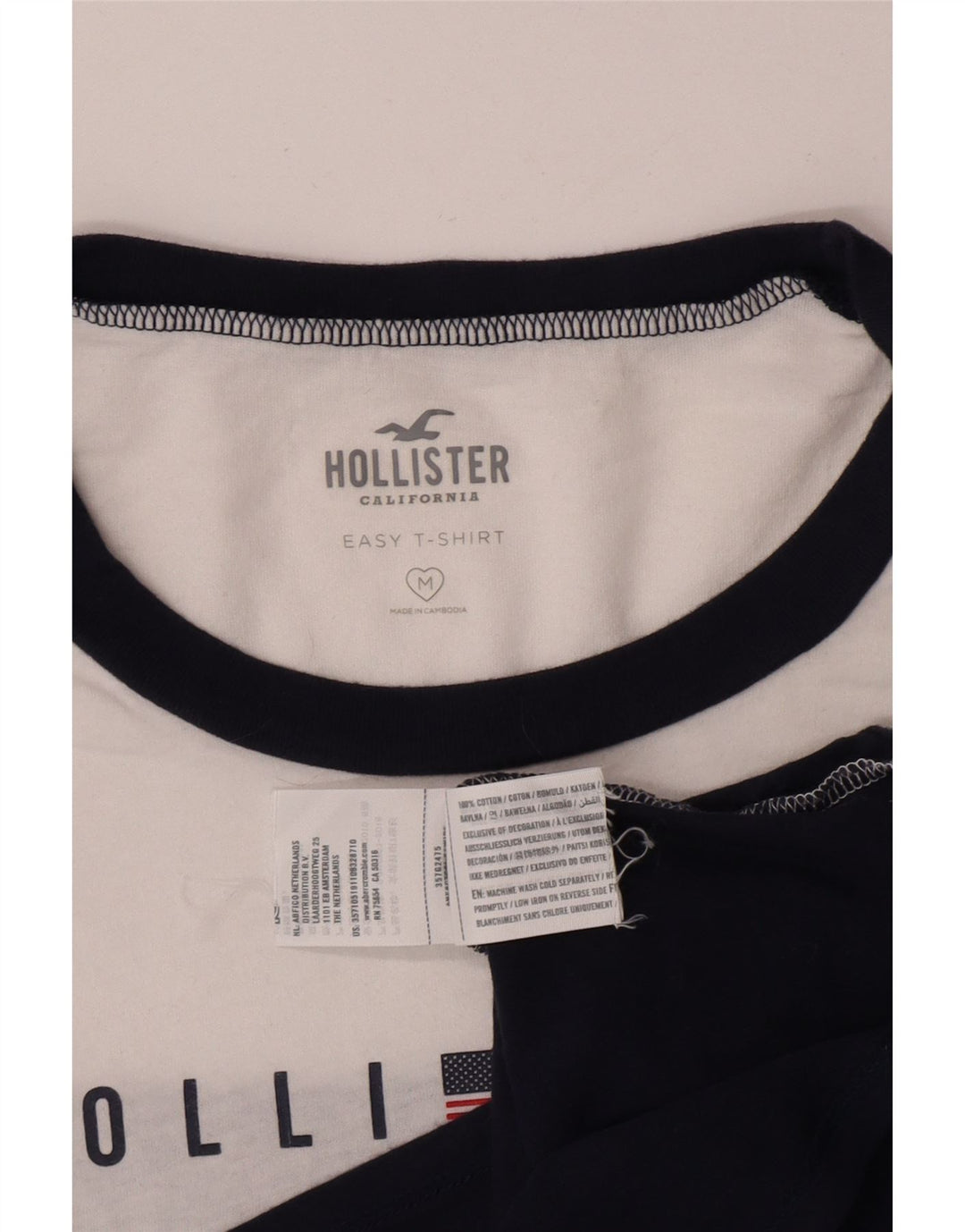 T-shirt Hollister Crop Graphic da donna, color block medio, blu navy