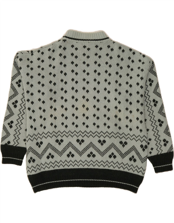 STEFANEL Womens Turtle Neck Jumper Sweater UK 22 3XL Grey Geometric Vintage Stefanel and Second-Hand Stefanel from Messina Hembry 