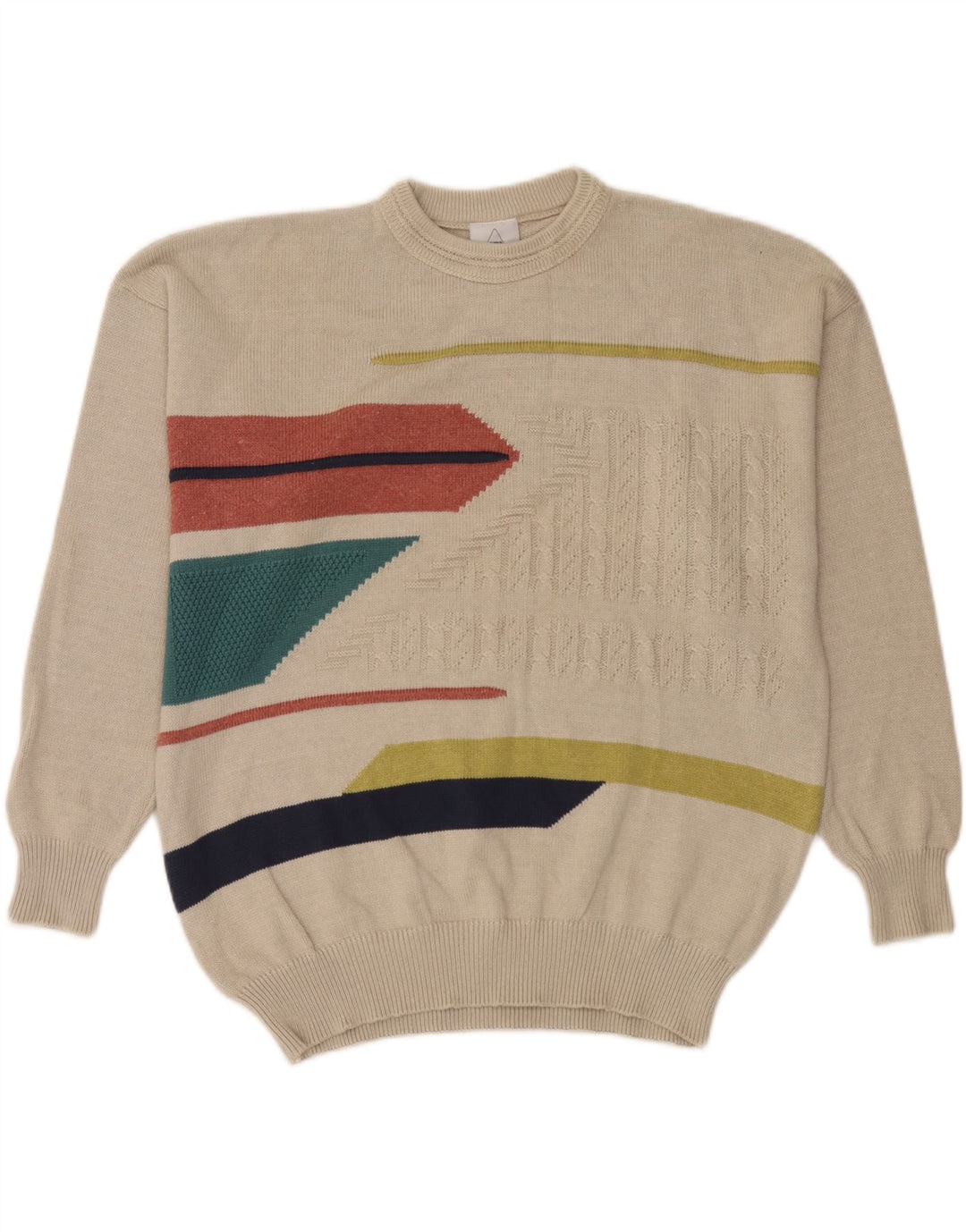 Maglione maglione girocollo da uomo New Fast XL Beige geometrico