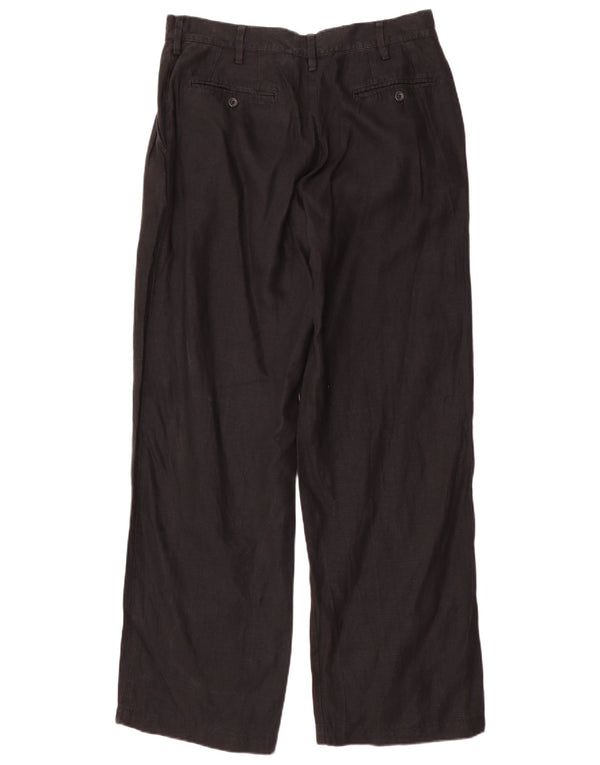 Pantaloni da abito dritti da uomo Armani UK 40 medio W34 L33 lino nero