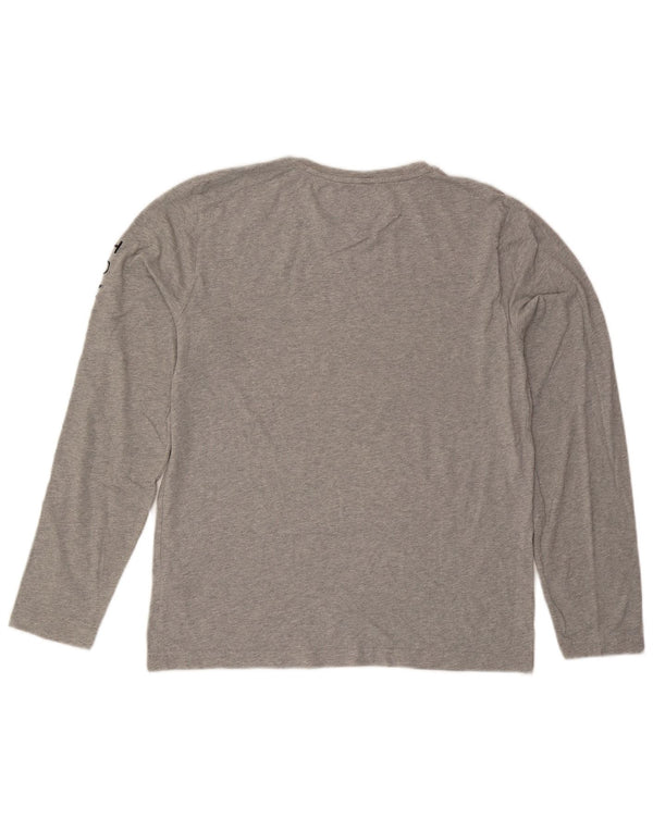 Tommy Hilfiger Top grafico da uomo a maniche lunghe in cotone chiazzato grigio grande