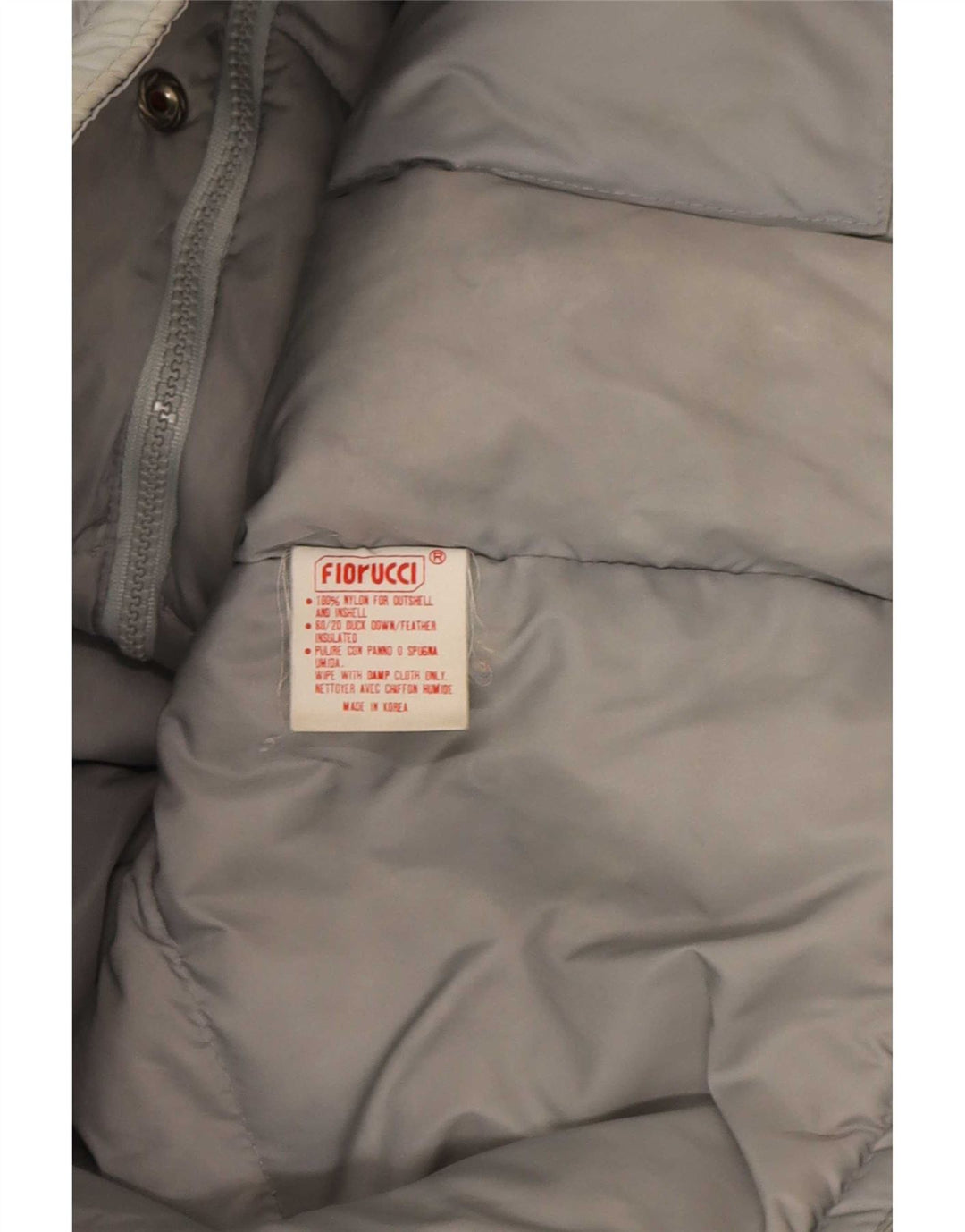 Giacca imbottita con cappuccio da uomo Fiorucci UK 38 Nylon color block grigio medio