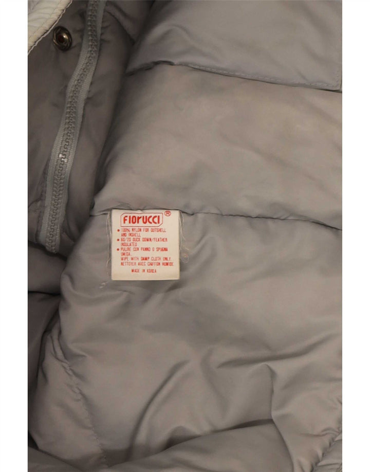 Giacca imbottita con cappuccio da uomo Fiorucci UK 38 Nylon color block grigio medio
