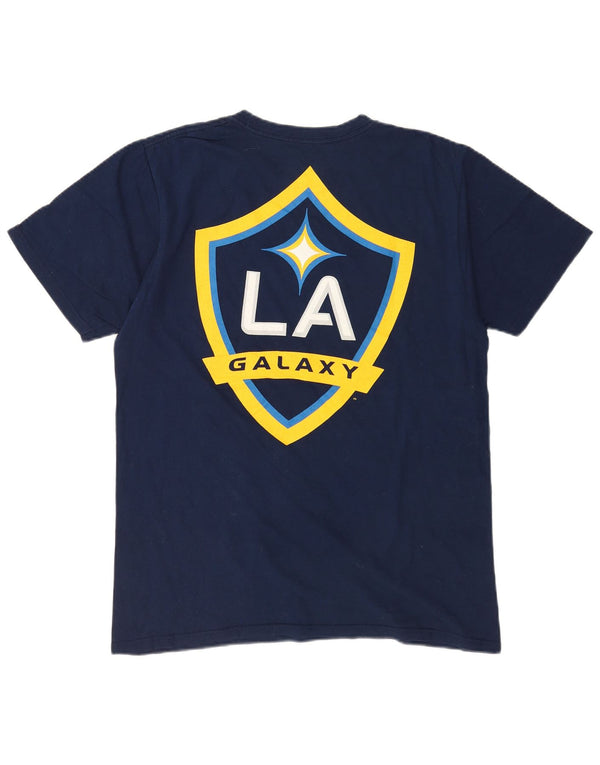 Adidas Uomo LA Galaxy Graphic T-shirt Top Large Blu Navy in cotone