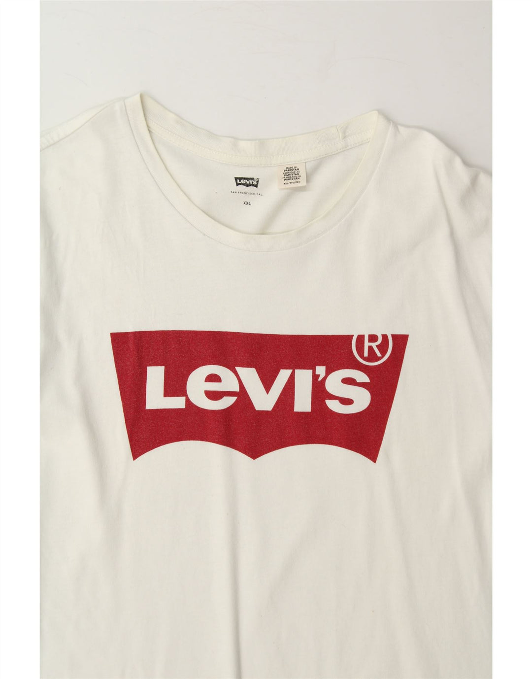 LEVI'S Mens Graphic T-Shirt Top 2XL White Cotton Vintage Levi's and Second-Hand Levi's from Messina Hembry 