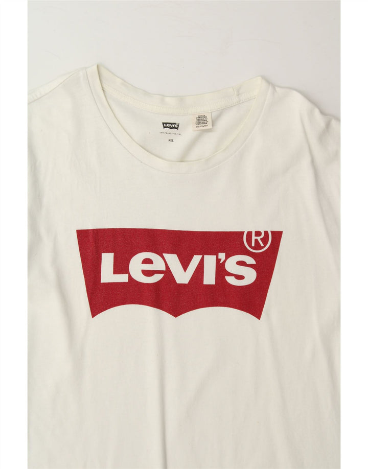 LEVI'S Mens Graphic T-Shirt Top 2XL White Cotton Vintage Levi's and Second-Hand Levi's from Messina Hembry 