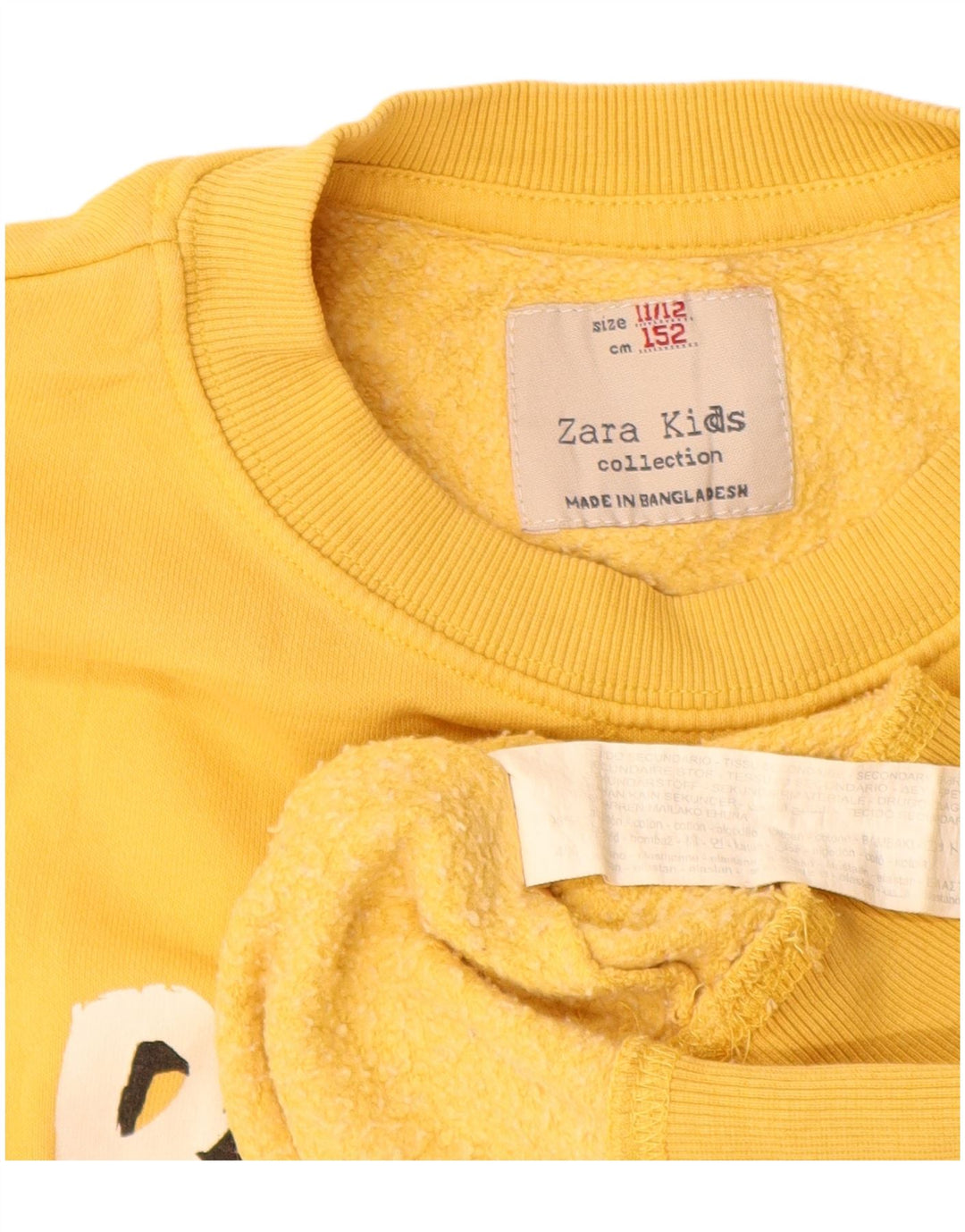 Felpa con grafica Zara per ragazzi, 11-12 anni, cotone giallo