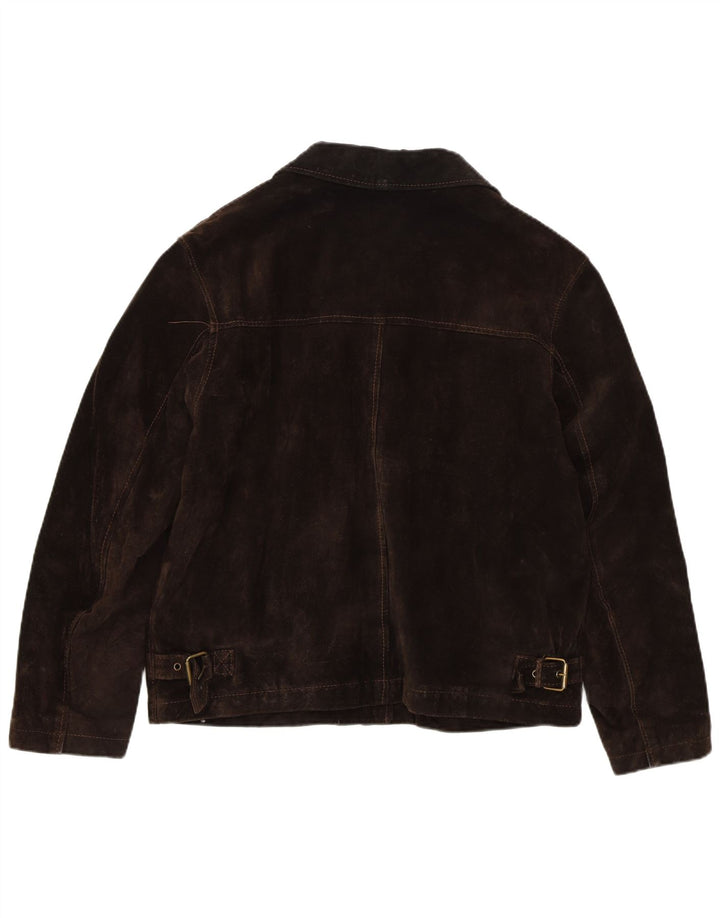 Giacca da donna in pelle scamosciata VINTAGE IT 46 Large in pelle marrone