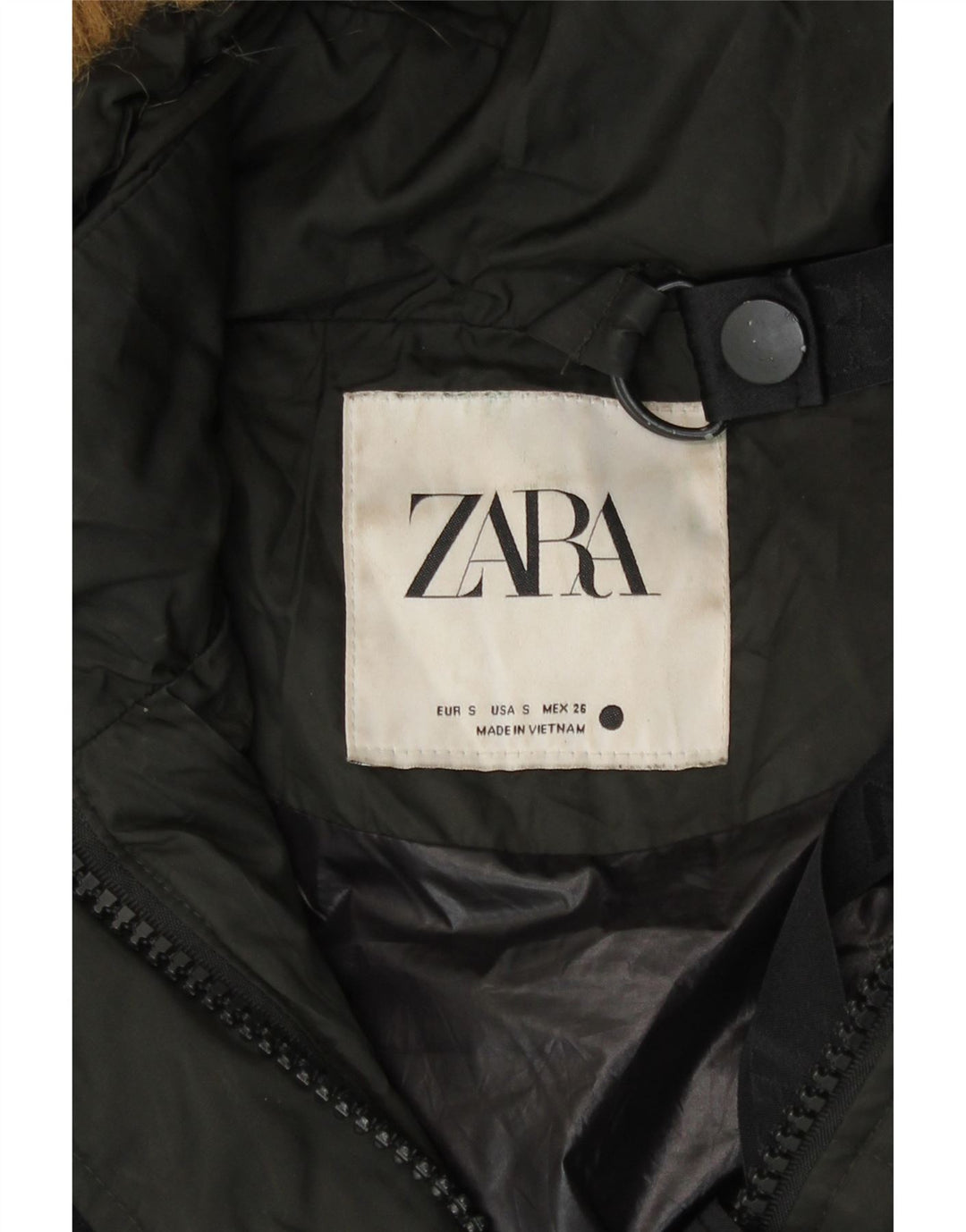 Cappotto imbottito oversize con cappuccio da donna Zara UK 10 piccolo in nylon nero