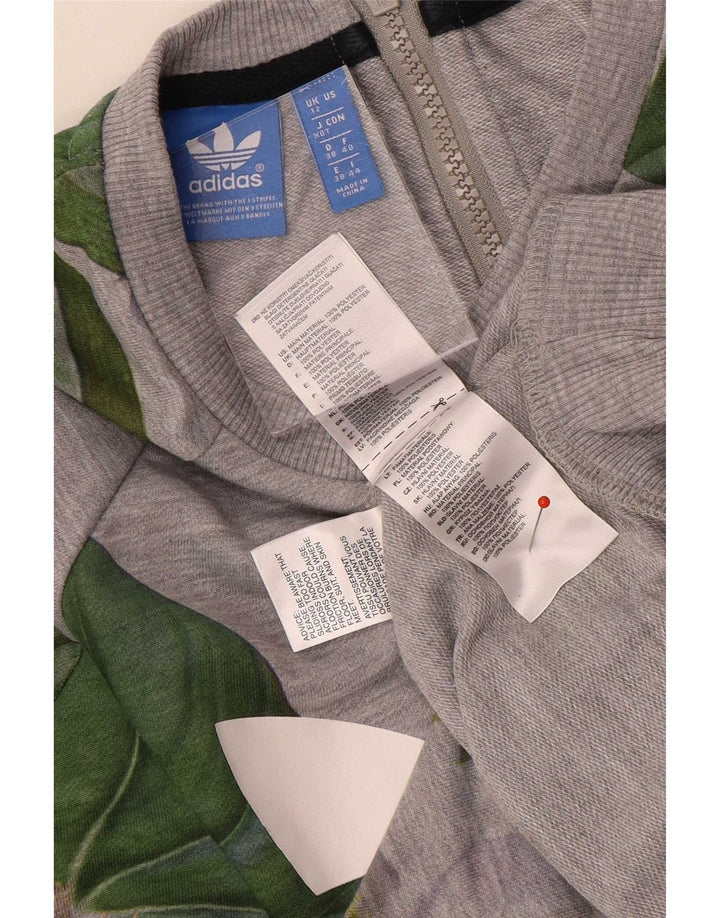 Felpa oversize grafica da donna Adidas UK 12 Grigio medio floreale