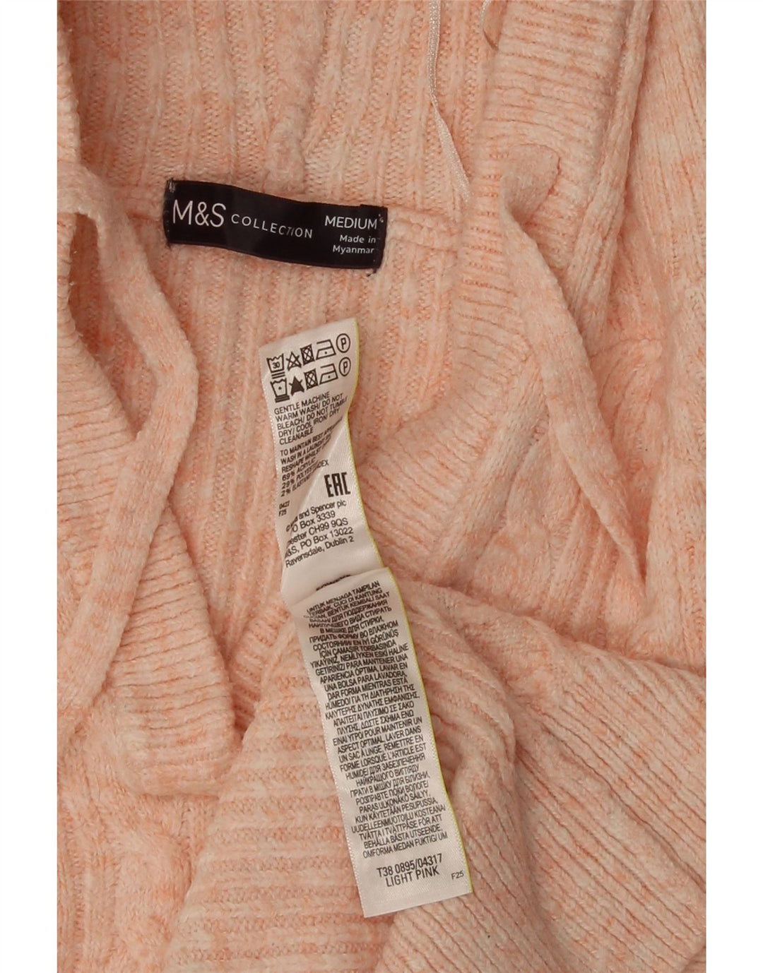 Maglione con scollo a V con cappuccio da donna Marks & Spencer UK 14 Rosa medio