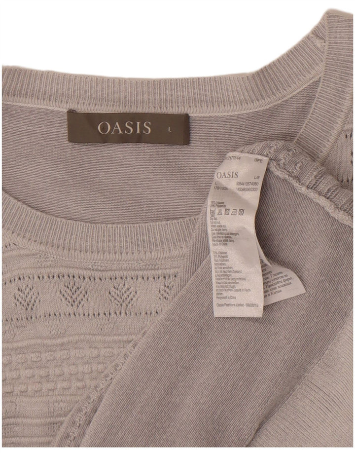 Maglione maglione girocollo da donna Oasis UK 16 grande viscosa grigia