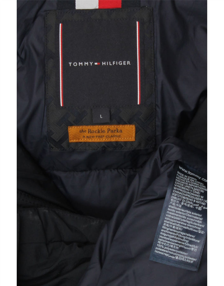 Giacca imbottita con cappuccio da uomo Tommy Hilfiger UK 40 Large in poliestere blu navy