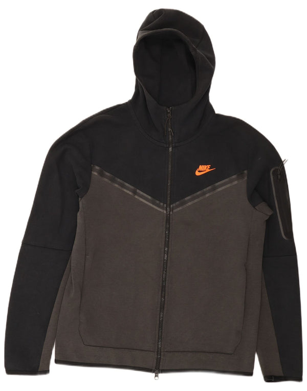 Felpa con cappuccio e zip Nike da uomo in cotone color block medio nero