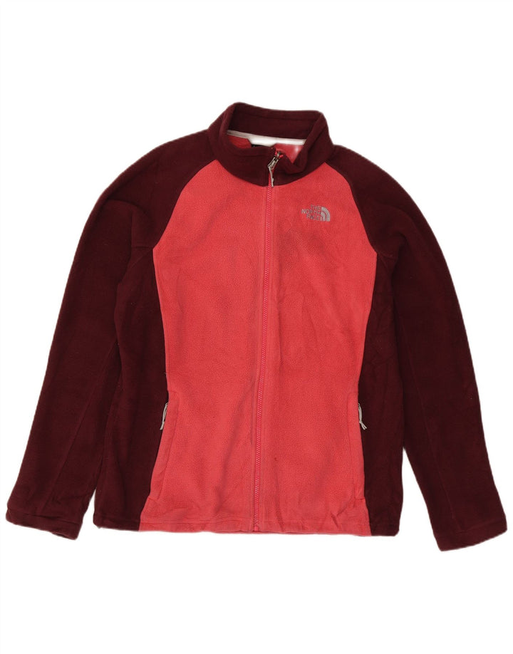 THE NORTH FACE Womens Fleece Jacket UK 16 Large Red Colourblock