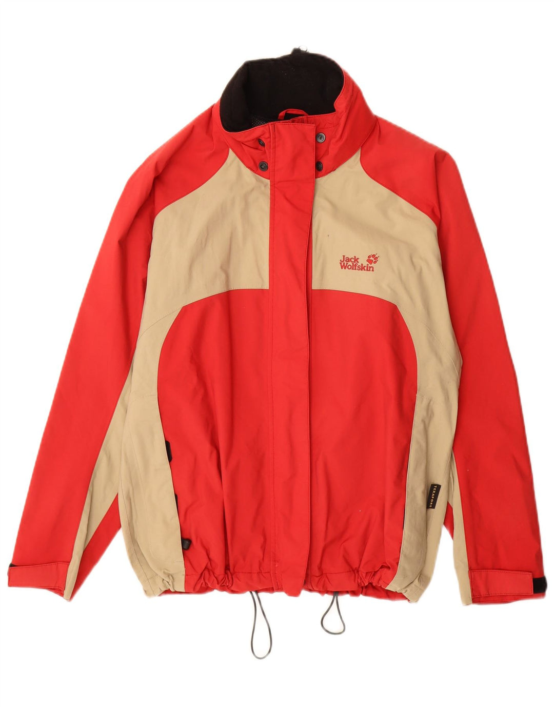 Giacca antipioggia da donna a vestibilità ampia Jack Wolfskin UK 12 Medium Red Colourblock