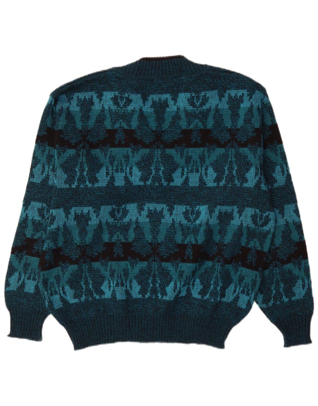 Maglione vintage da uomo con scollo a V IT 50 Blu medio Fair Isle