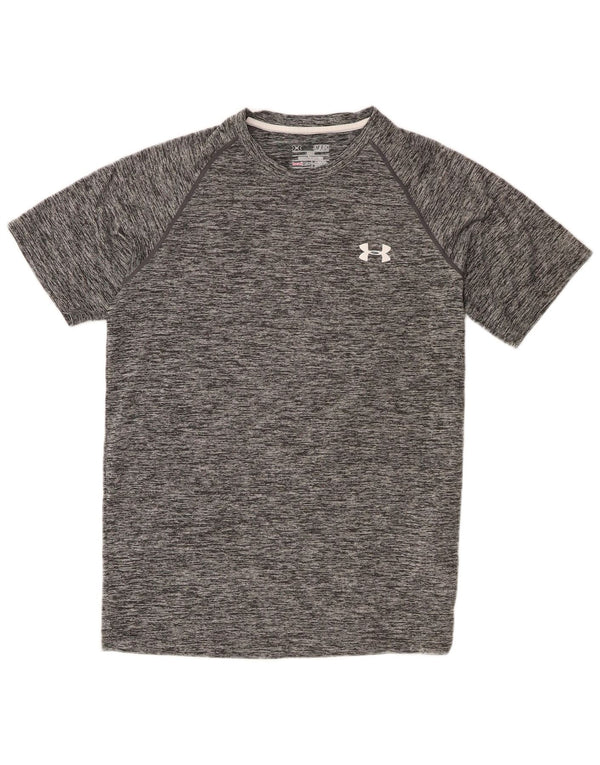 Maglietta Under Armour da uomo Heat Gear Top in poliestere chiazzato grigio piccolo