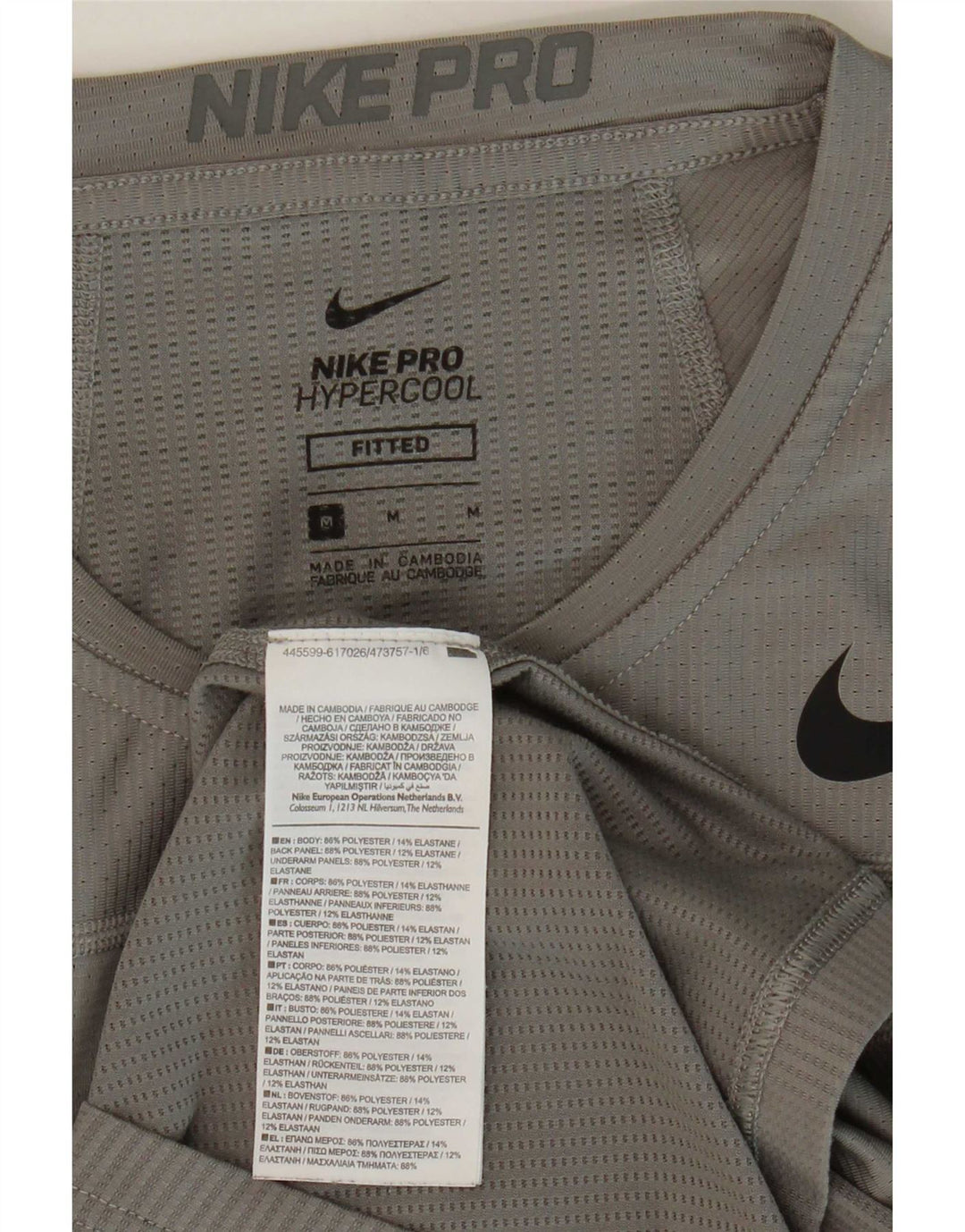 T-shirt aderente da uomo Nike Top in poliestere grigio medio