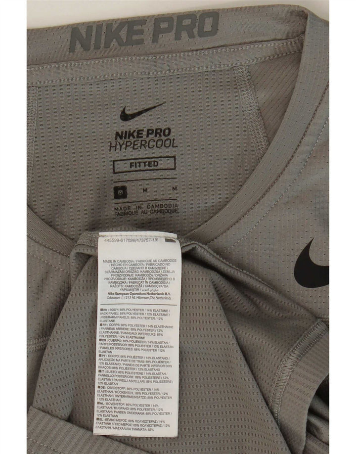 T-shirt aderente da uomo Nike Top in poliestere grigio medio