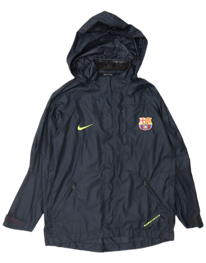 Giacca antipioggia con cappuccio Nike Barcelona da ragazzo, 13-14 anni, XL, blu navy, in poliestere